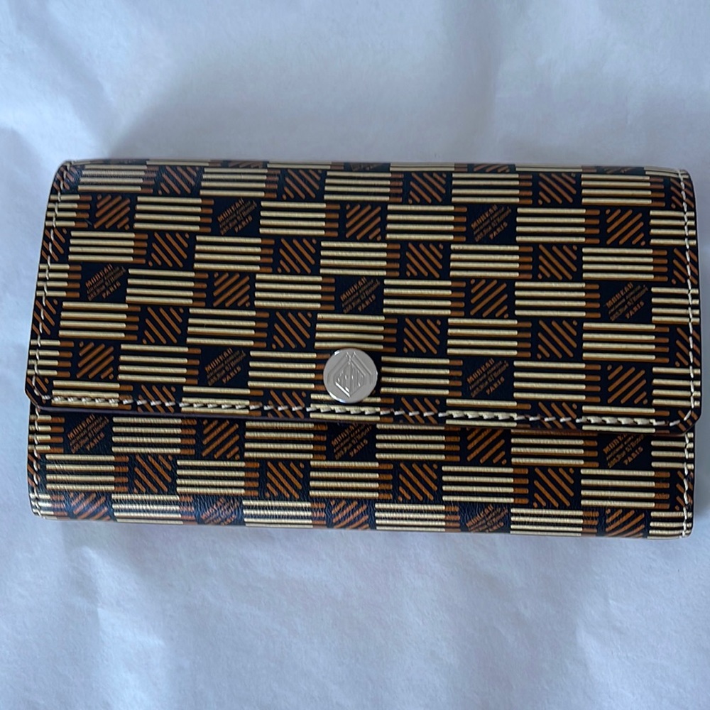 Mores Paris leather Flap Wallet Classique Brown Check